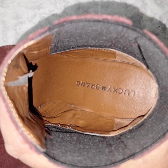 🍀 Lucky Brand suede booties. Maldeev style. Size 9.5. Burgundy. - Picture 11 of 14